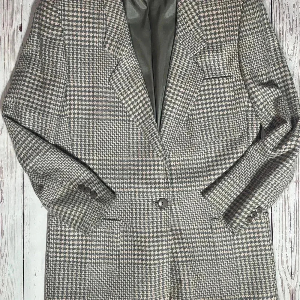 90s Vintage Pink and‎ Gray Tweed Blazer Geoffrey Alexander for PRIVATE AGENDA